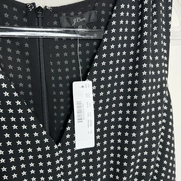 J. CREW - NWT - black & white peplum w/ stars,deep v-neck, ruffled top. Size 10. - Picture 6 of 9
